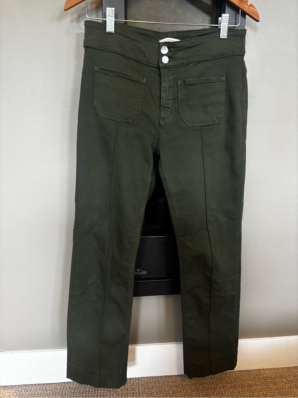 Dorothee Schumacher Olive Green Stretch Utility Pants Size 3 US 6 High Rise